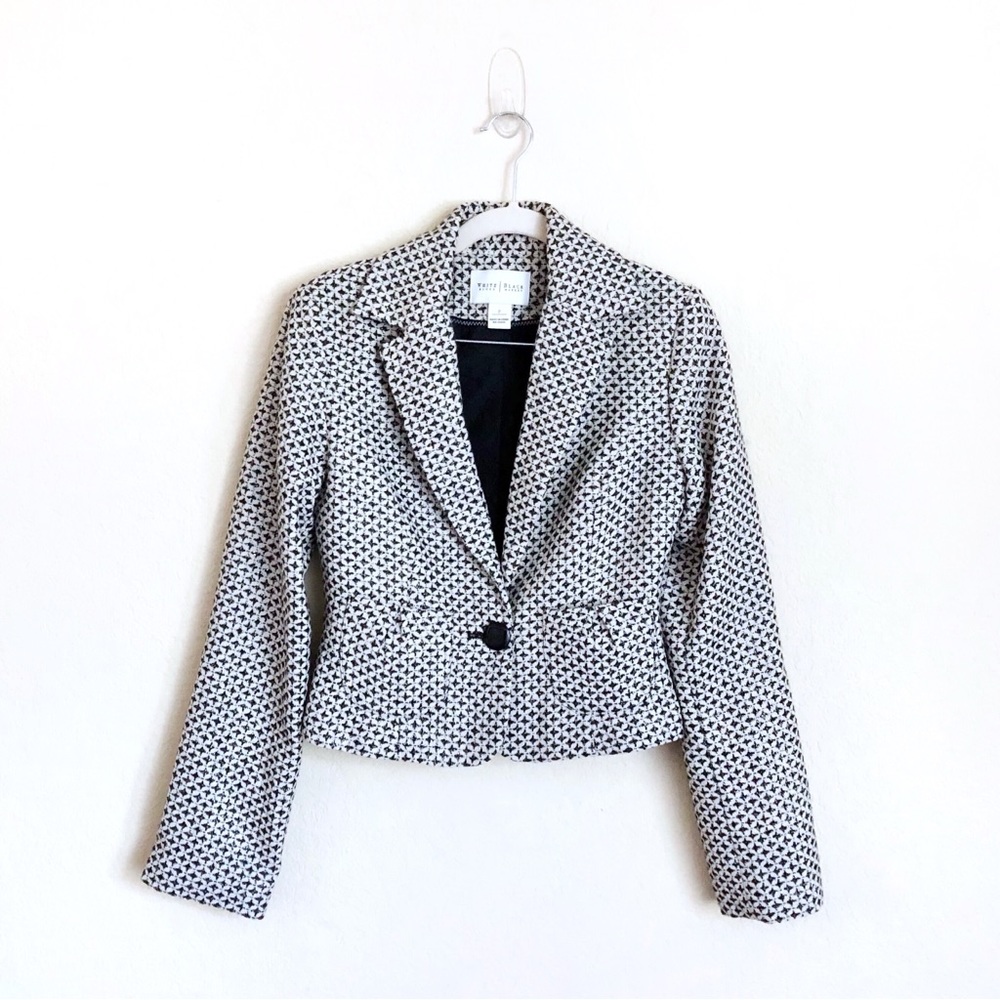White House Black Market Sparkly Diamond Print Cropped Blazer